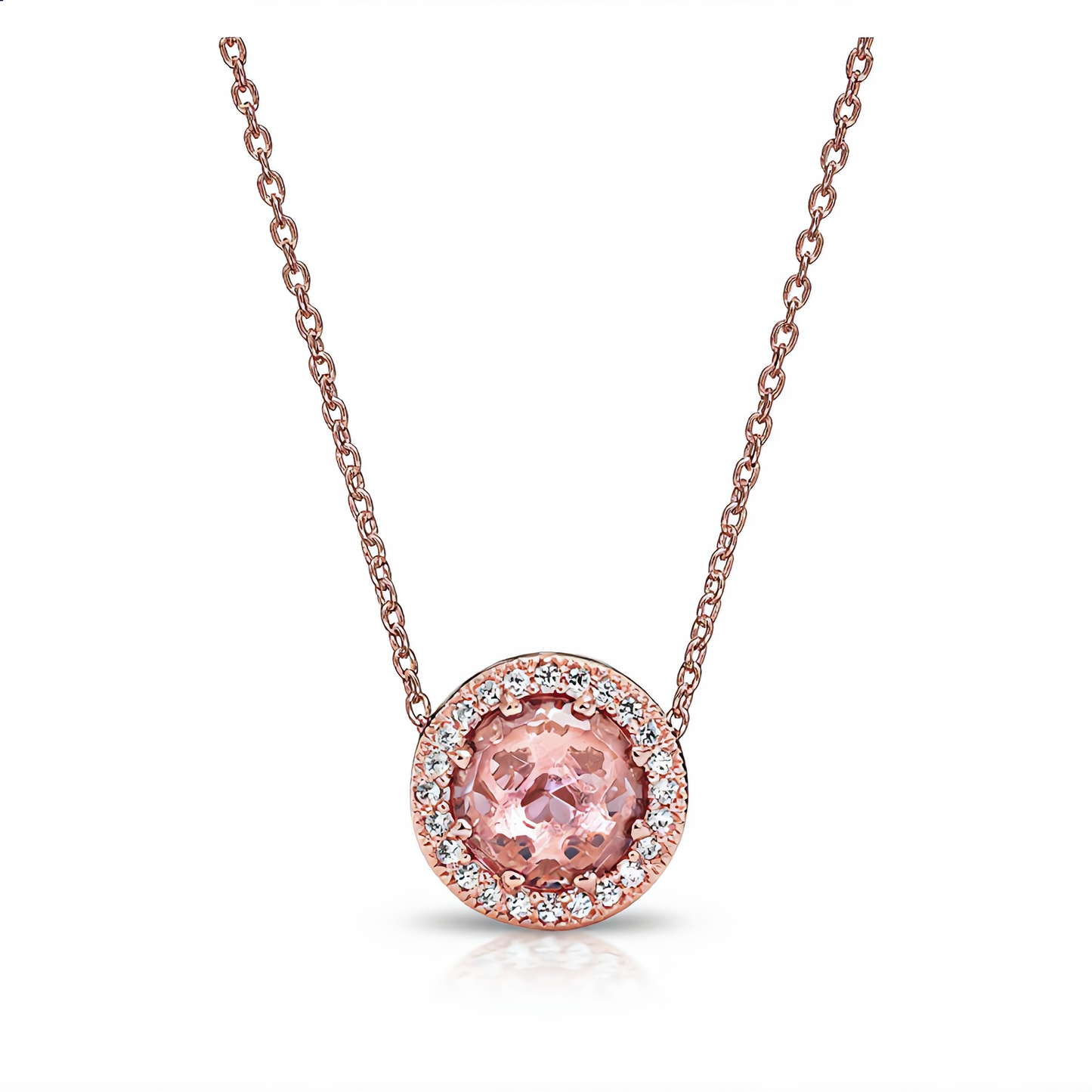Delicate Morganite Gemstone Necklace | Rose Gold
