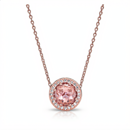 Delicate Morganite Gemstone Necklace | Rose Gold