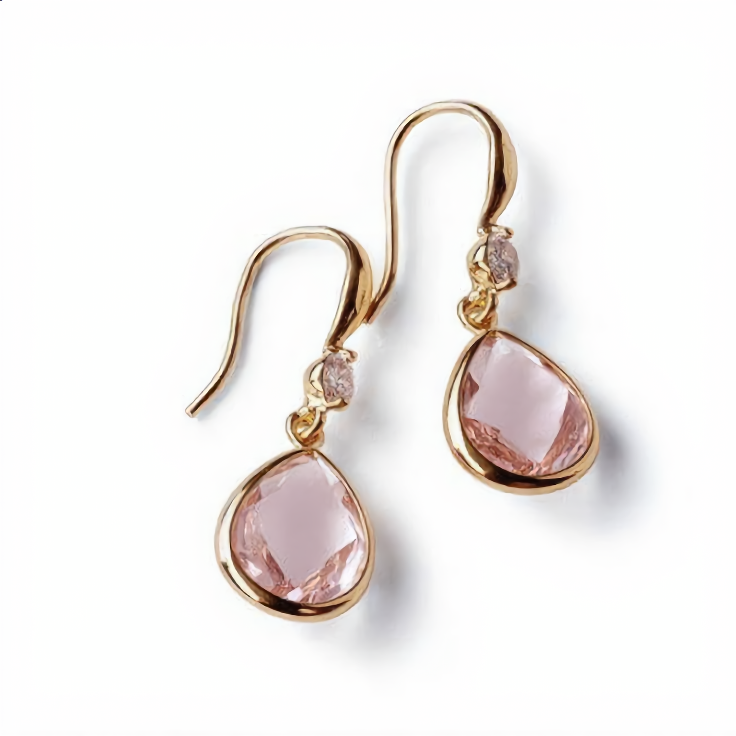 Delicate Morganite Gemstone Earrings | Gold