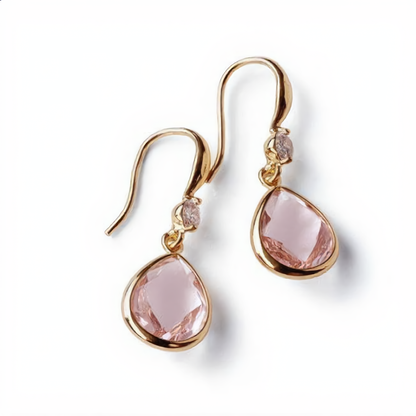 Delicate Morganite Gemstone Earrings | Gold