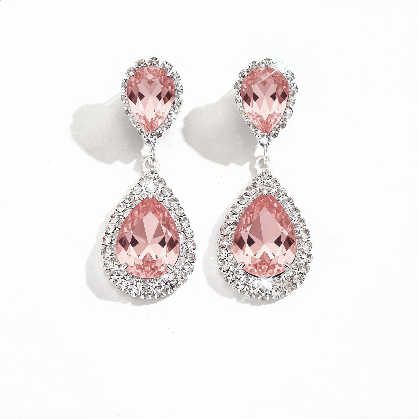 Sparkling Morganite Drop Earrings | Silver