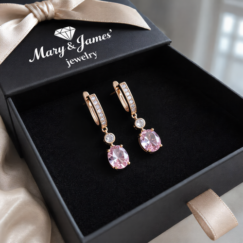 Delicate Morganite Crystal Earrings | Gold