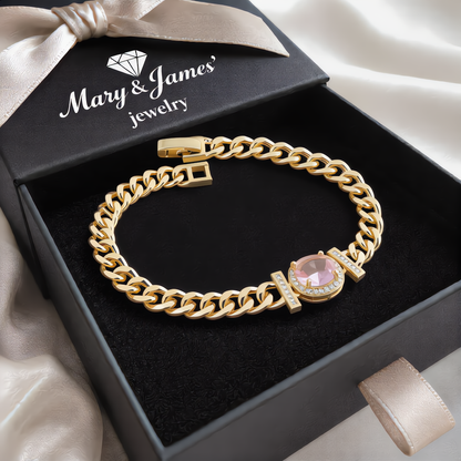 Morganite Crystal Chain Bracelet | Gold