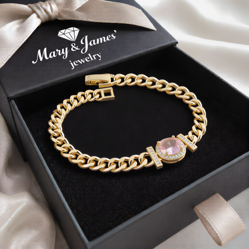Morganite Crystal Chain Bracelet | Gold