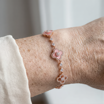 Crystal Flower Bracelet | Rose Gold