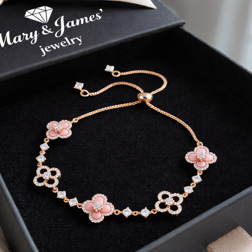 Crystal Flower Bracelet | Rose Gold