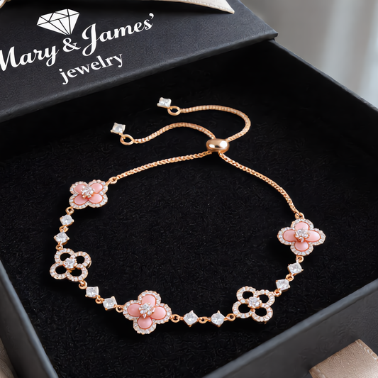 Crystal Flower Bracelet | Rose Gold