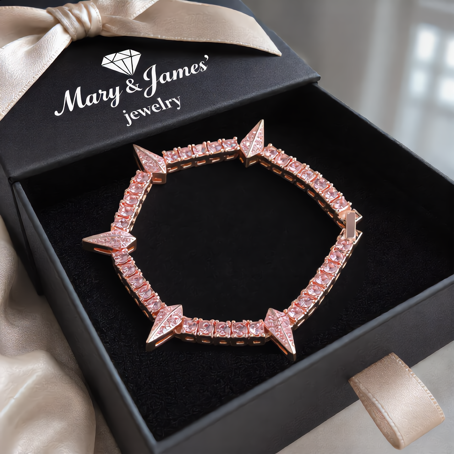 Modern Crystal Bracelet | Rose Gold