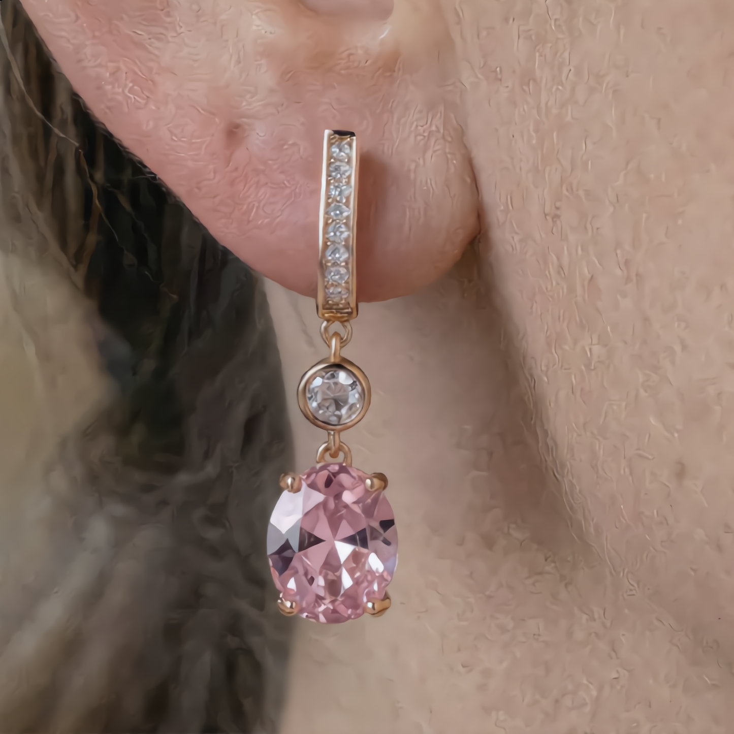 Delicate Morganite Crystal Earrings | Gold