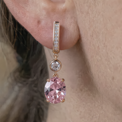 Delicate Morganite Crystal Earrings | Gold
