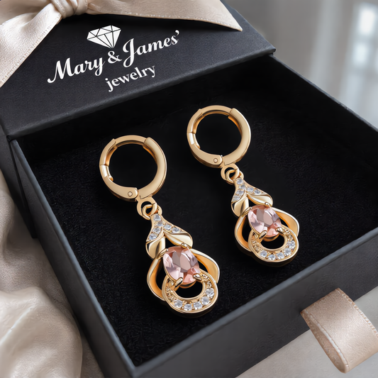 Elegant Morganite Gemstone Earrings | Gold