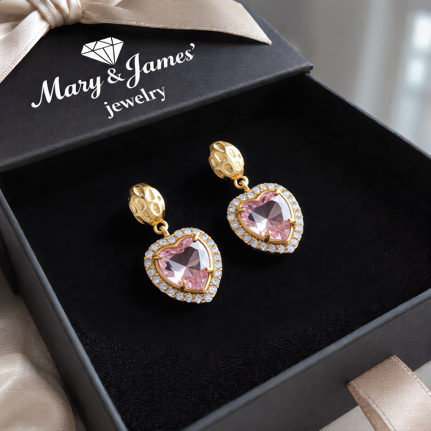 Delicate Gemstone Heart Earrings | Gold