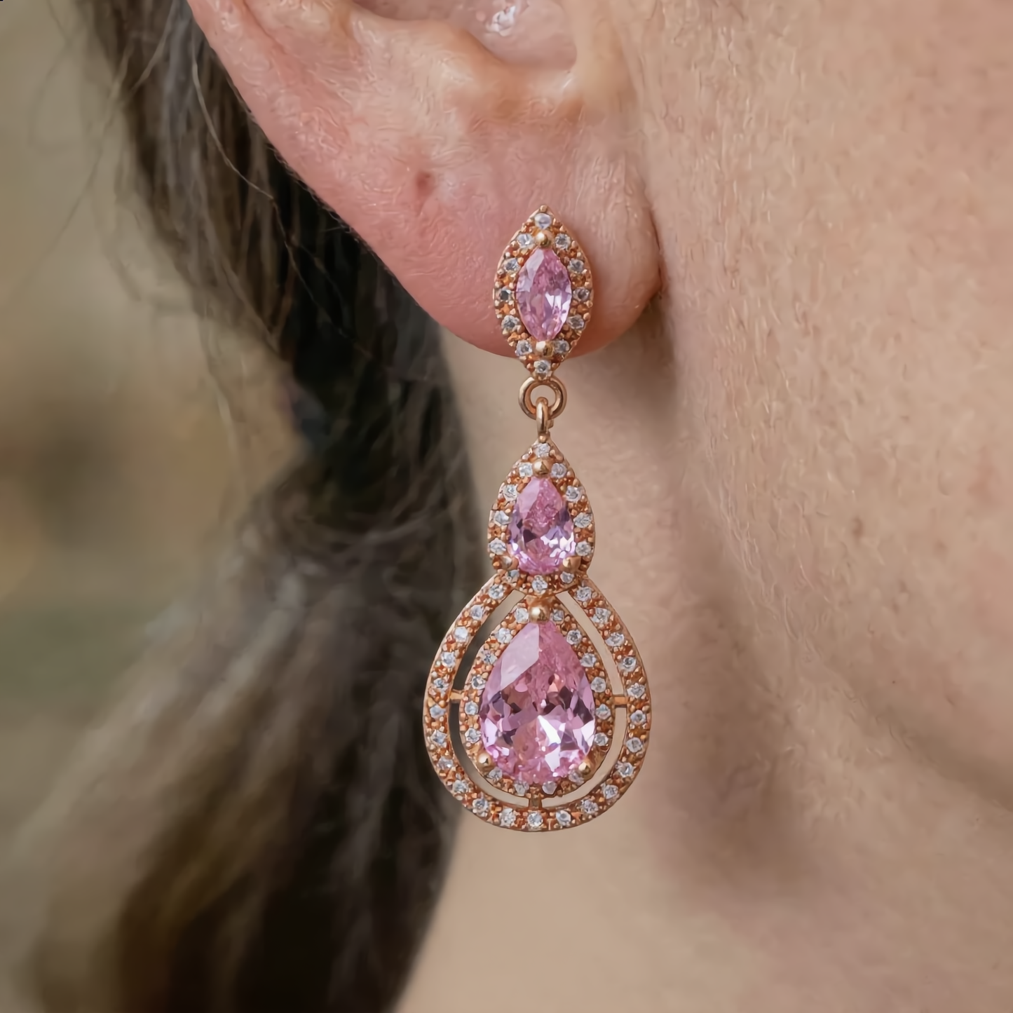 Delicate Crystal Drop Earrings | Gold