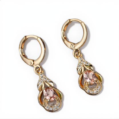 Elegant Morganite Gemstone Earrings | Gold