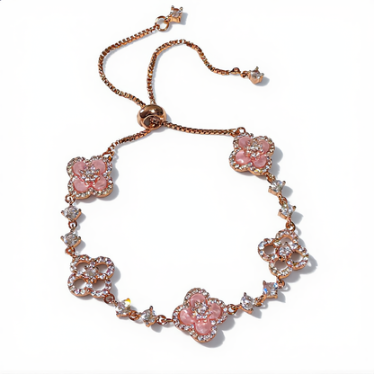 Crystal Flower Bracelet | Rose Gold