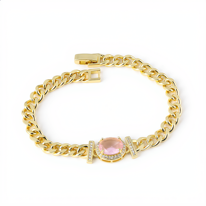 Morganite Crystal Chain Bracelet | Gold