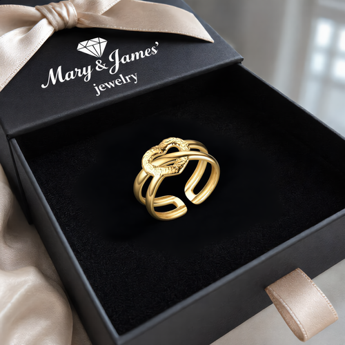 Heart Detail Open Ring | Gold