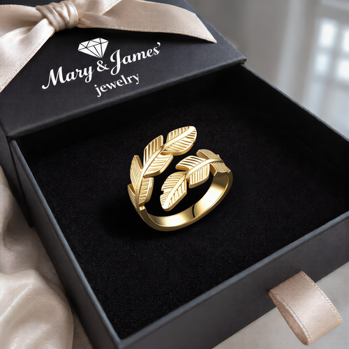 Elegant Modern Leaf Ring | Gold
