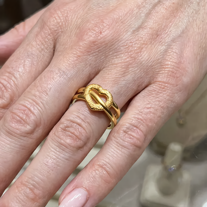Heart Detail Open Ring | Gold