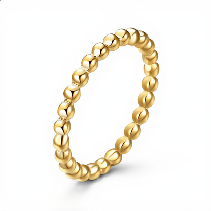 Delicate Embossed Bead Ring | Gold