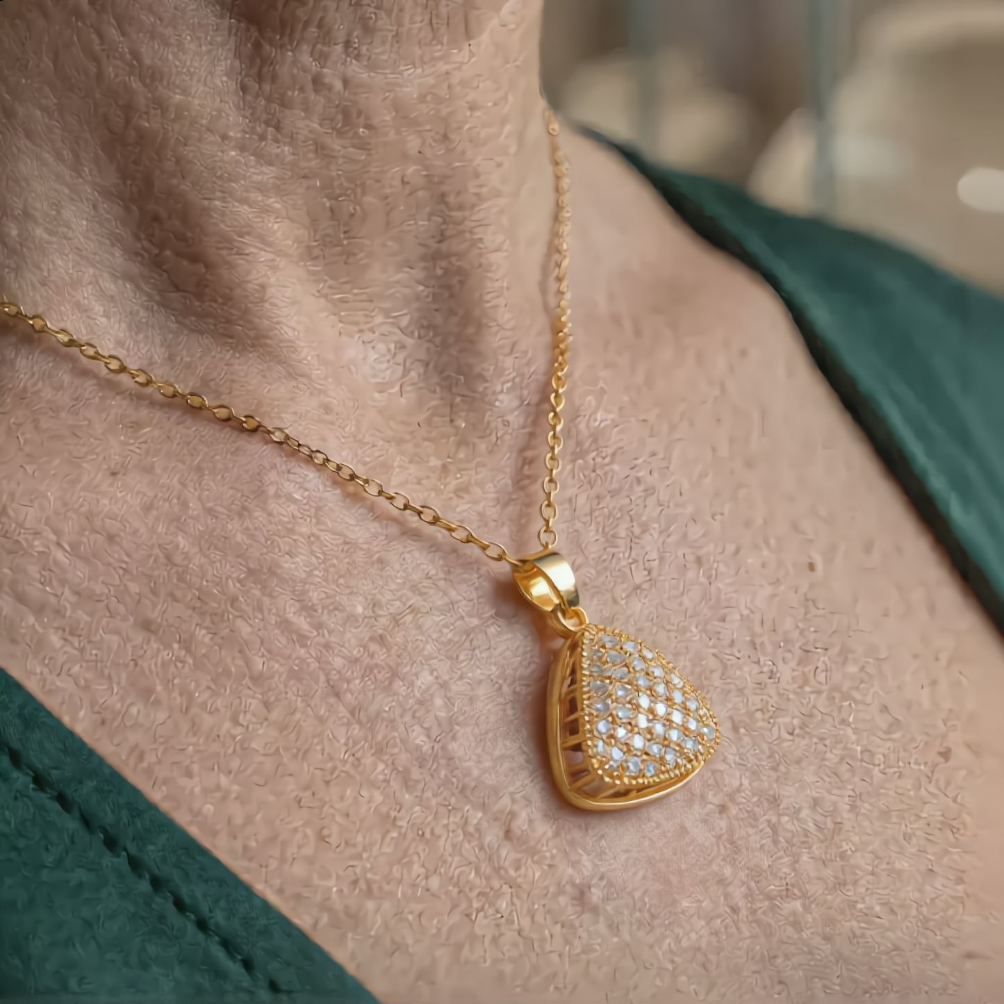 Elegant Triangle Pendant Necklace | Gold
