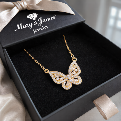 Butterfly Pendant Necklace | Gold