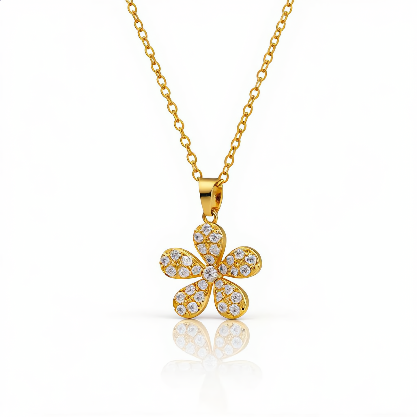 Luxury Crystal Flower Necklace | Gold