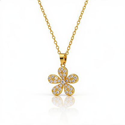 Luxury Crystal Flower Necklace | Gold