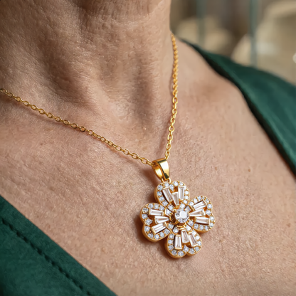 Elegant Flower Pendant Necklace  | Gold
