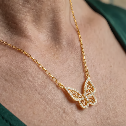 Butterfly Pendant Necklace | Gold