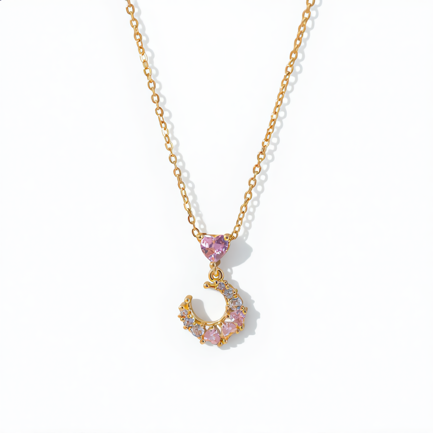 Elegant Crescent Pendant Necklace | Gold