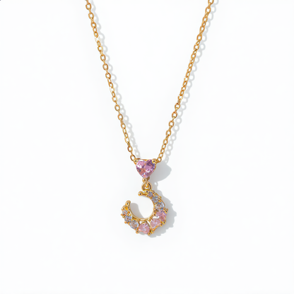 Elegant Crescent Pendant Necklace | Gold