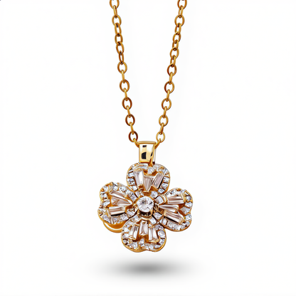 Elegant Flower Pendant Necklace  | Gold