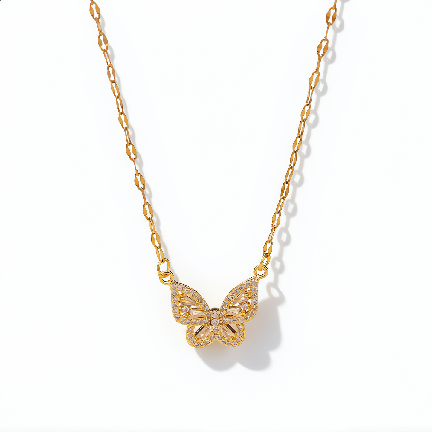 Butterfly Pendant Necklace | Gold