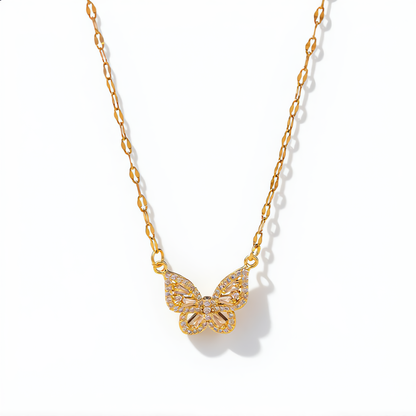 Butterfly Pendant Necklace | Gold
