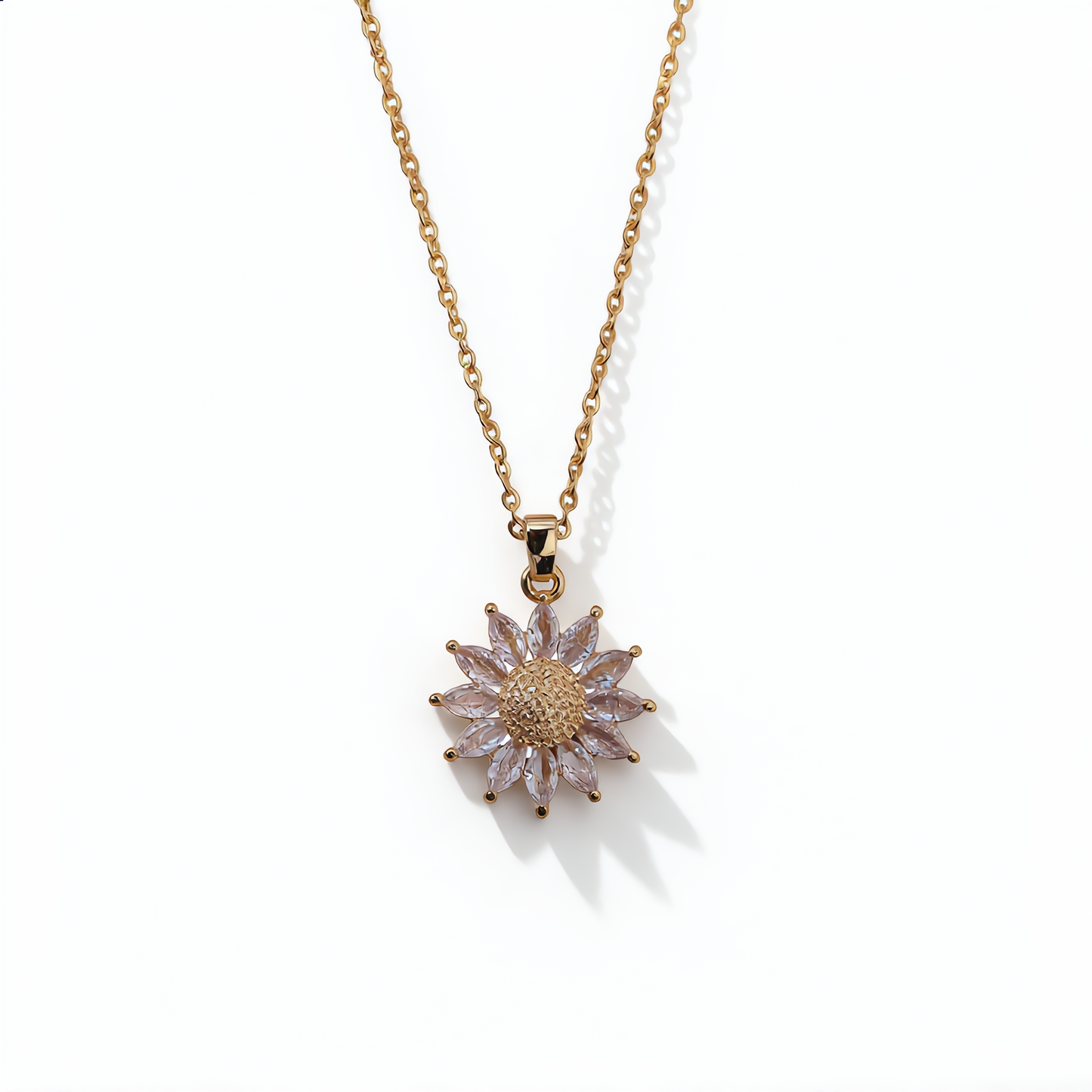 Elegant Sunflower Pendant Necklace | Gold