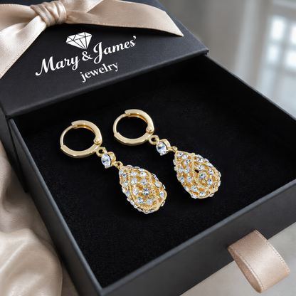 Sparkling Teardrop Earrings | Gold