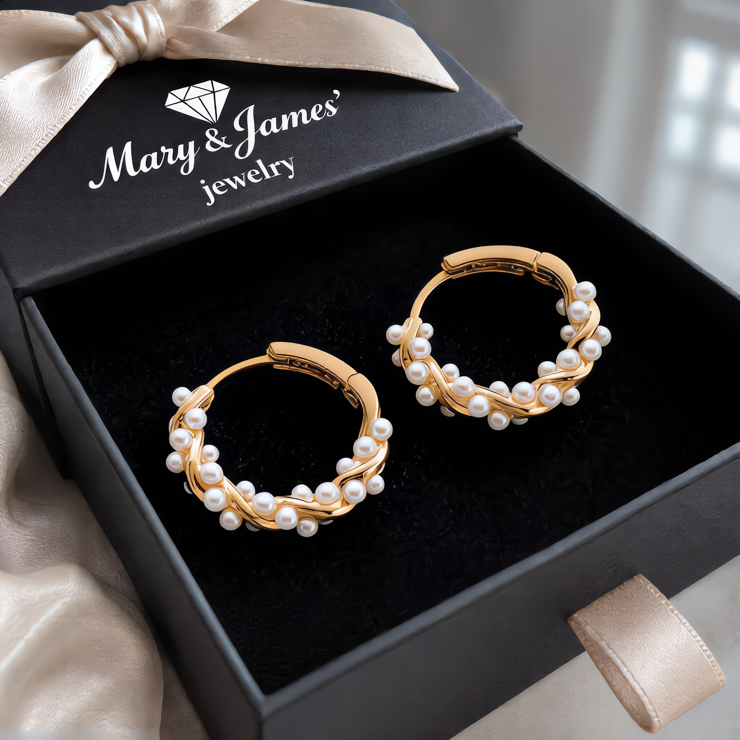 Elegant Pearl Hoop Earrings | Gold