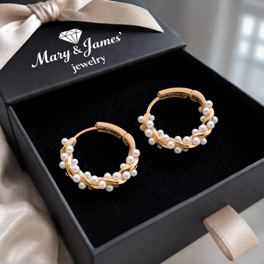 Elegant Pearl Hoop Earrings | Gold