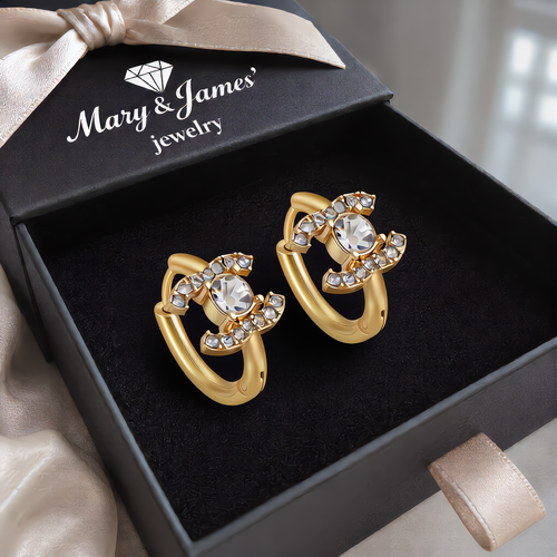 Radiant Crystal Hoop Earrings | Gold