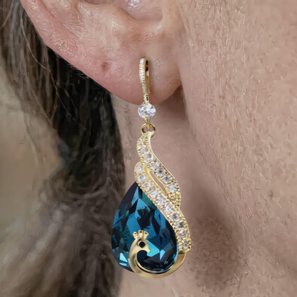 Luxury Peacock Drop Earrings | Gold