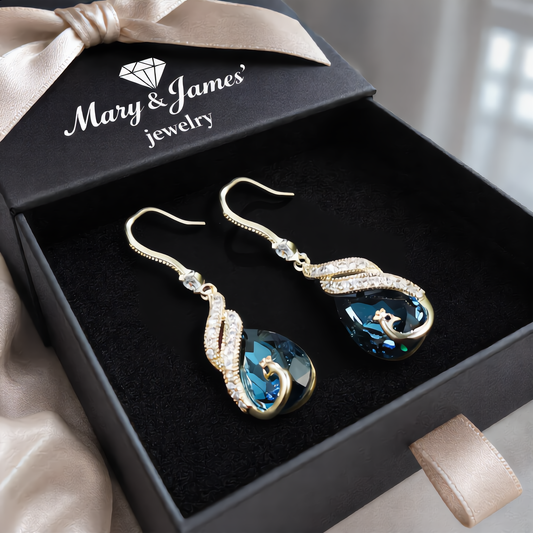 Luxury Peacock Drop Earrings | Gold