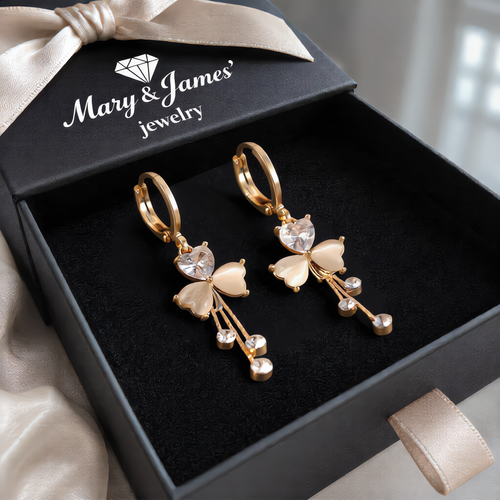 Luxury Clover Drop Earrings | Gold