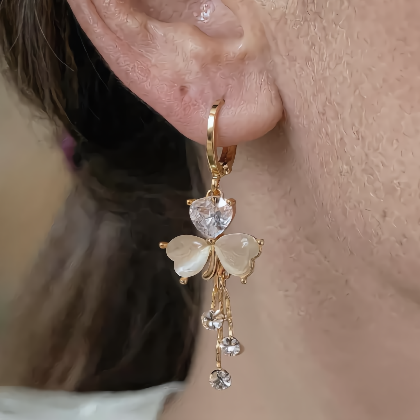 Luxury Clover Drop Earrings | Gold