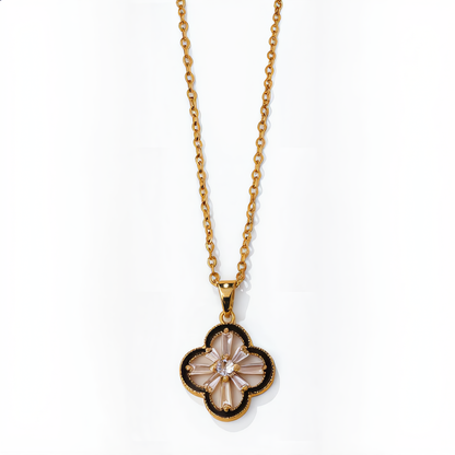 Luxury Mother of Pearl Flower Necklace | Gold