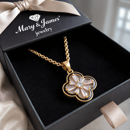 Luxury Mother of Pearl Flower Necklace | Gold