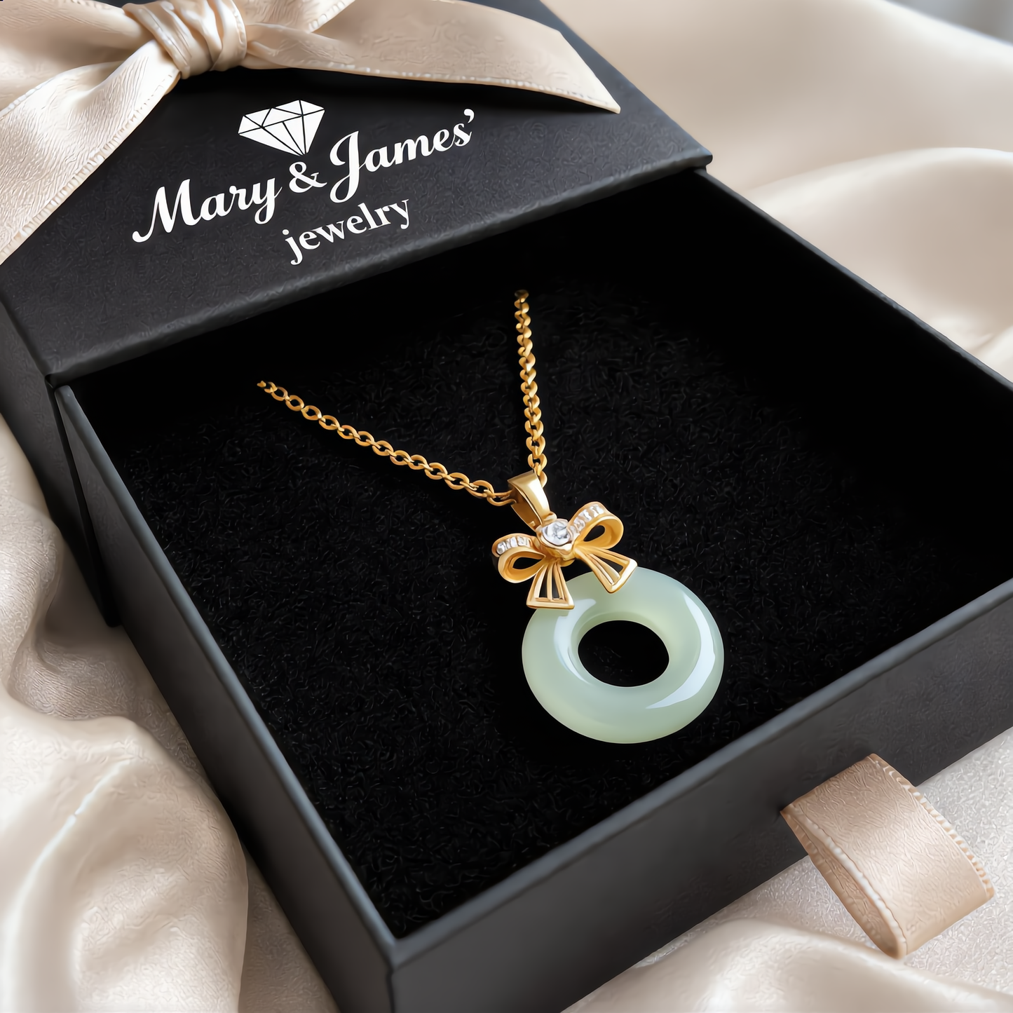 Elegant Jade Circle Necklace | Gold