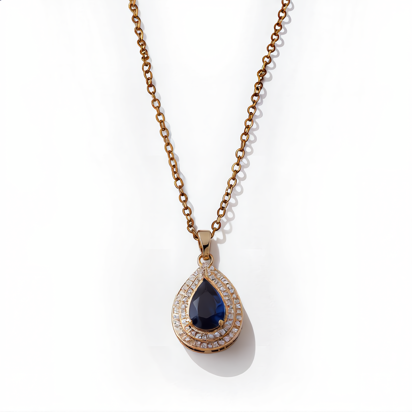 Luxury Sapphire Teardrop Necklace | Gold
