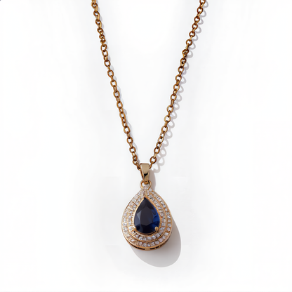 Luxury Sapphire Teardrop Necklace | Gold