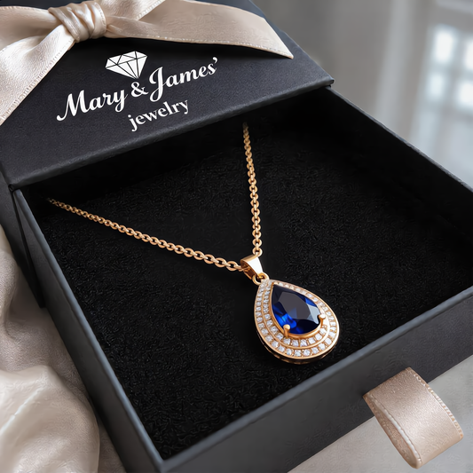 Luxury Sapphire Teardrop Necklace | Gold
